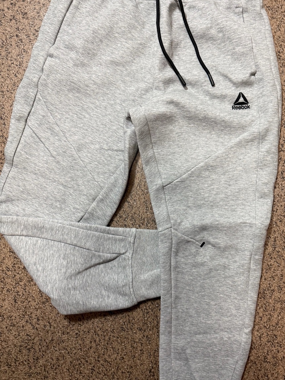 Reebok Light Grey Athletic Jogger Sweatpants with Black Drawstrings